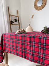Red Tartan Linen Tablecloth