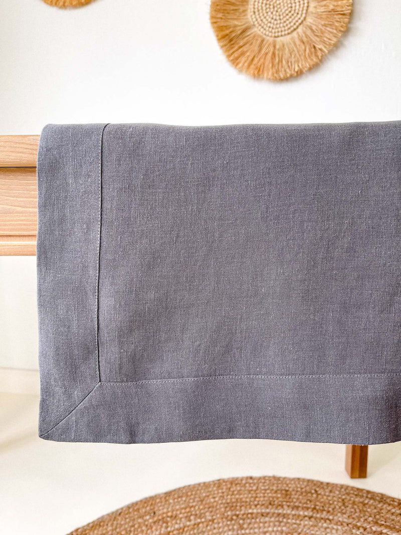 Dark Grey Linen Tablecloth