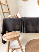 Black Hemstitch Linen Tablecloth