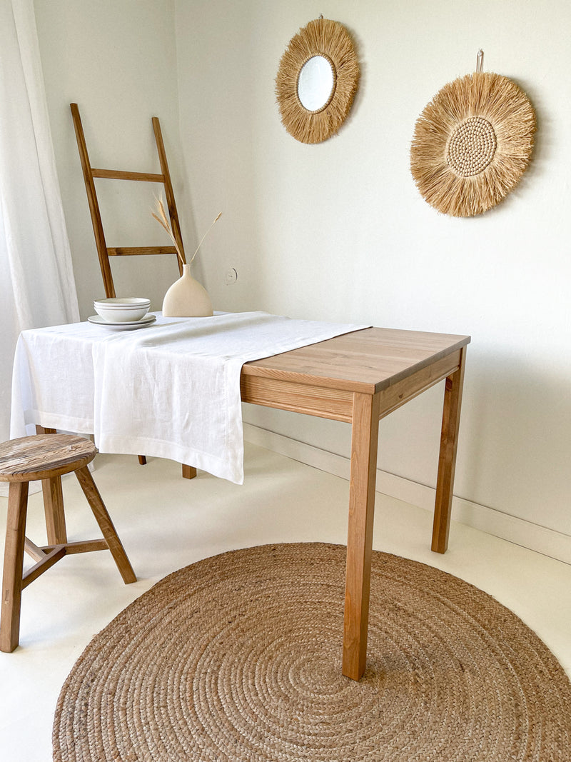 White Hemstitch Linen Tablecloth