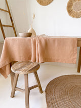 Tan Hemstitch Linen Tablecloth