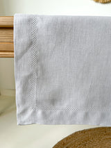 Light Grey Hemstitch Linen Tablecloth