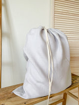 Light Grey Drawstring Linen Laundry Bag