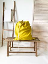 Yellow Drawstring Linen Laundry Bag