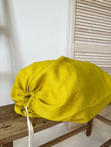 Yellow Drawstring Linen Laundry Bag