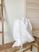 Off White Drawstring Linen Laundry Bag