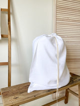 White Drawstring Linen Laundry Bag