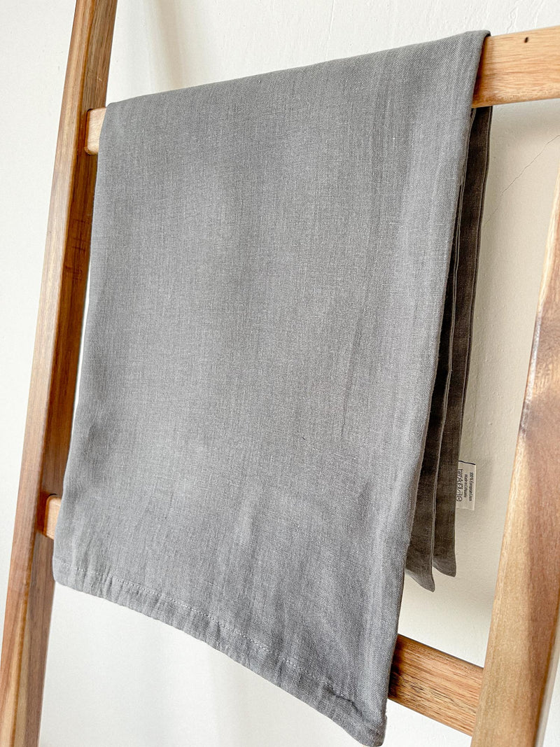 Dark Grey Drawstring Linen Laundry Bag