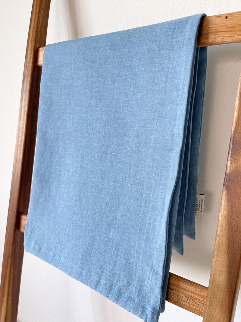 Light Blue Drawstring Linen Laundry Bag