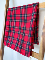 Red Tartan Drawstring Linen Laundry Bag