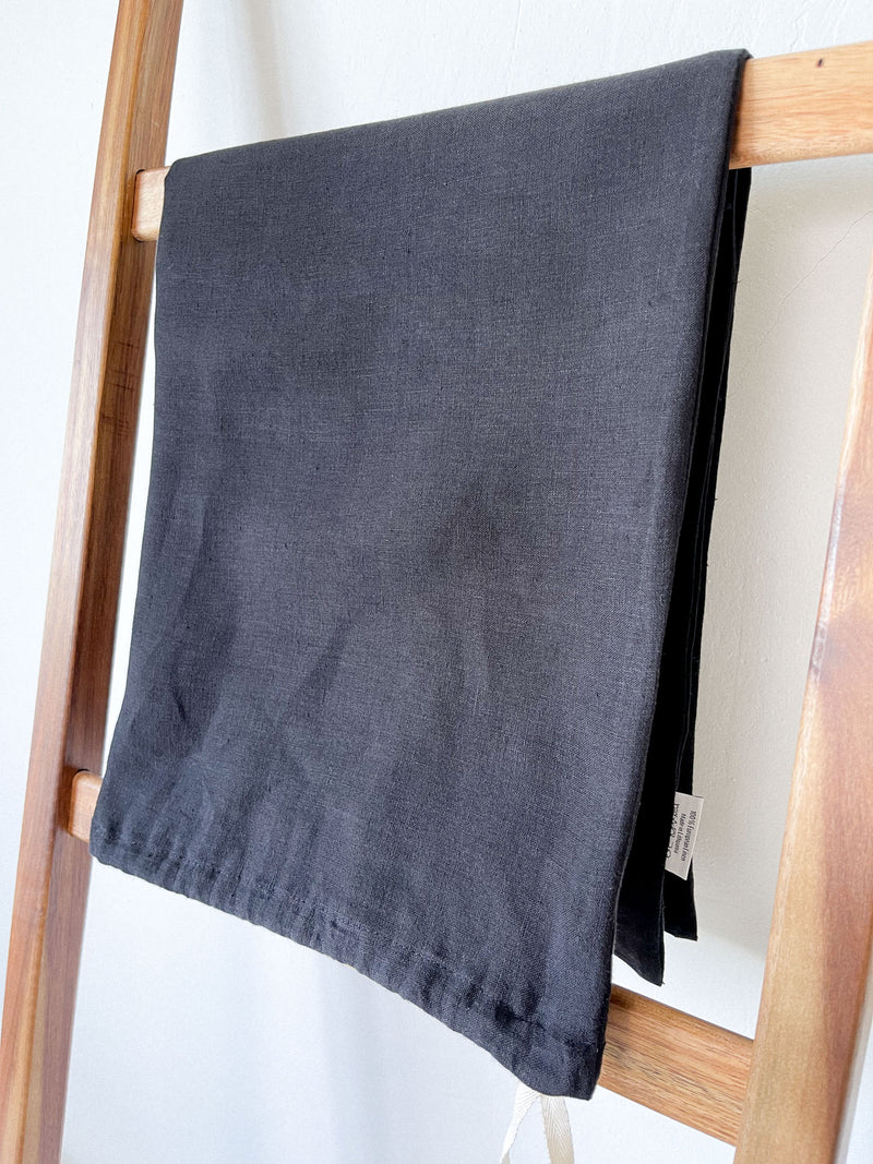 Black Drawstring Linen Laundry Bag