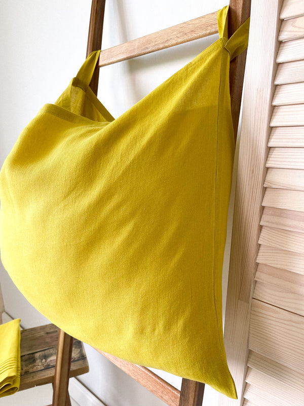 Yellow Hanging Linen Laundry Bag