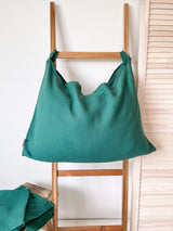 Dark Green Hanging Linen Laundry Bag