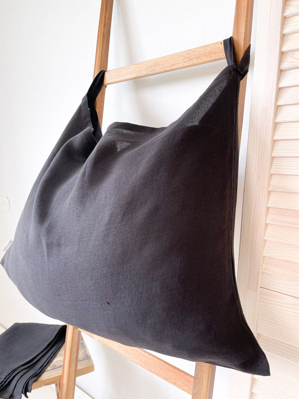 Black Hanging Linen Laundry Bag