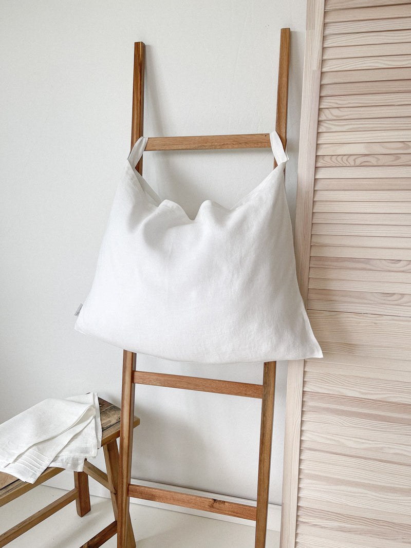 Off White Hanging Linen Laundry Bag