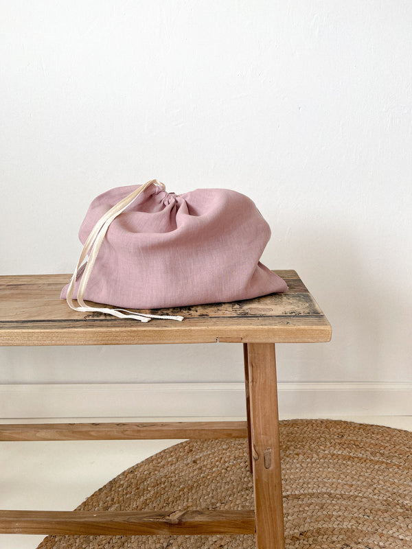 Light Pink Linen Shoe Bag
