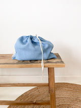 Light Blue Linen Shoe Bag