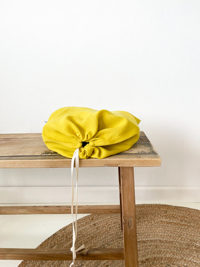 Yellow Linen Shoe Bag