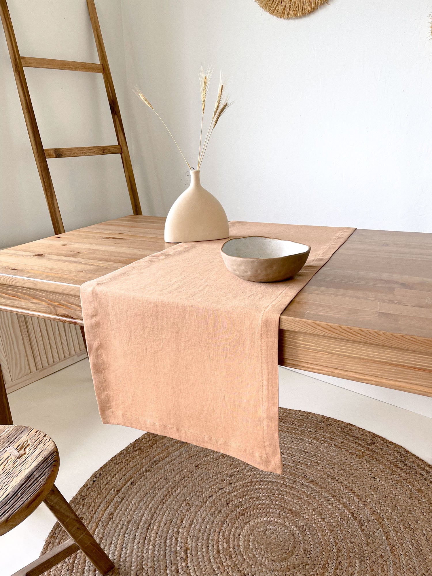 Tan Linen Table Runner | Linen Notes