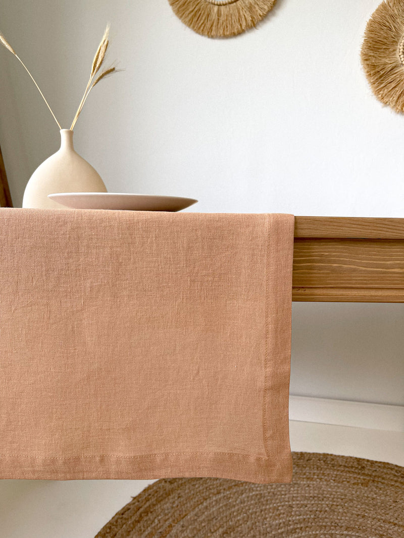 Tan Linen Table Runner | Linen Notes