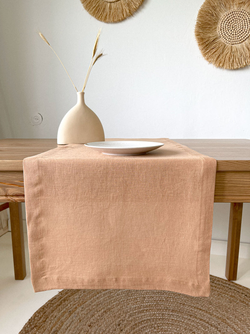 Tan Linen Table Runner | Linen Notes
