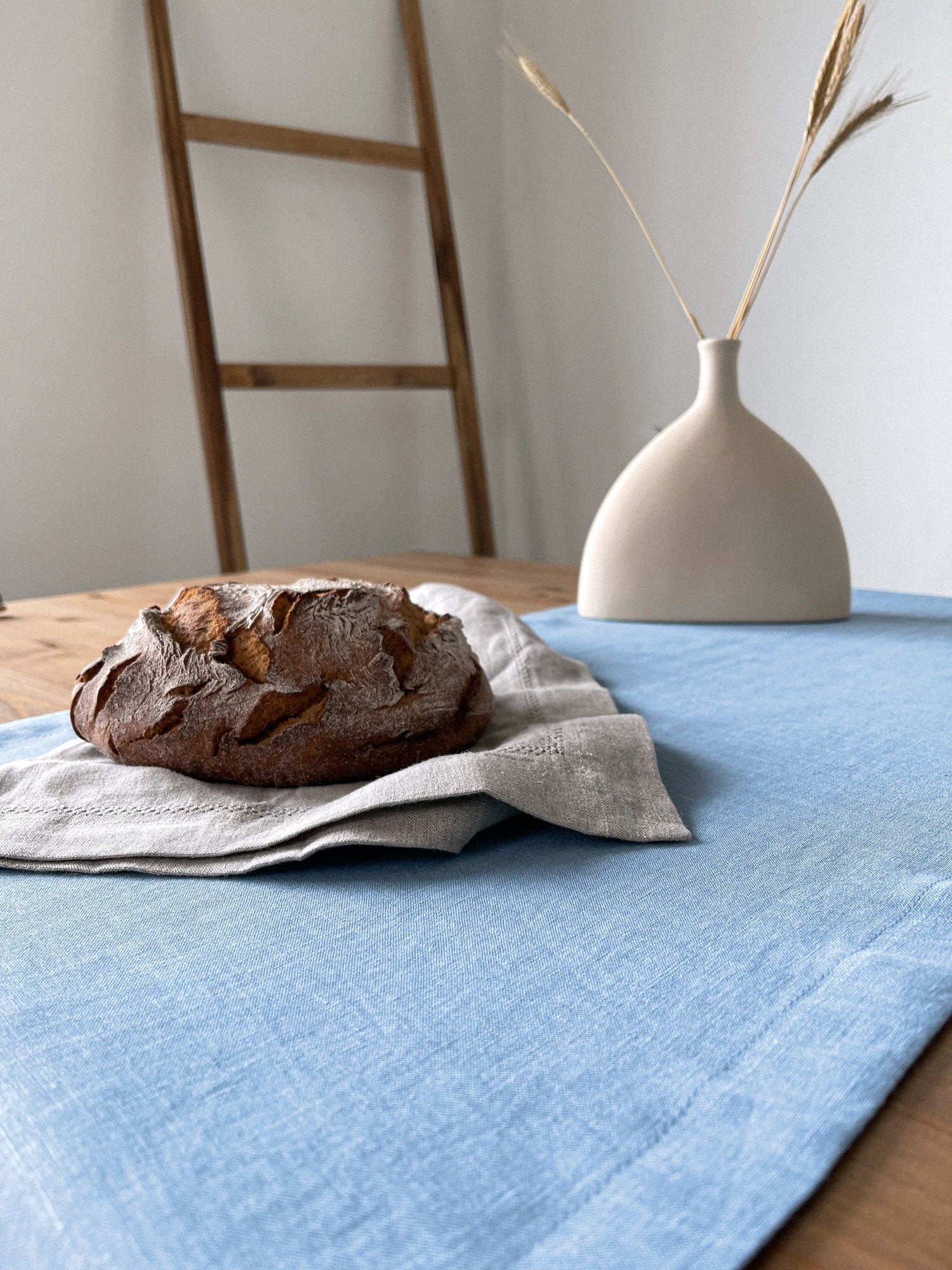 Light Blue Linen Table Runner | Linen Notes