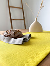 Yellow Linen Table Runner with Tassels