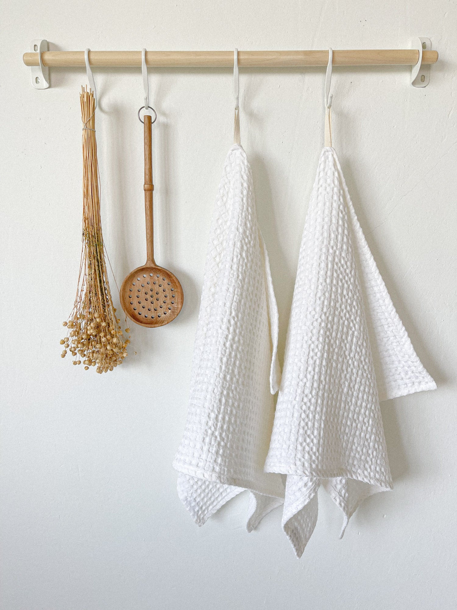 White Waffle Kitchen Towels | Linen Notes