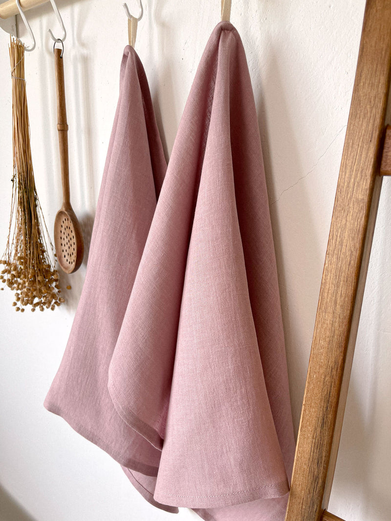 Light Pink Linen Tea Towel