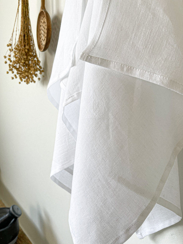 White Linen Tea Towel