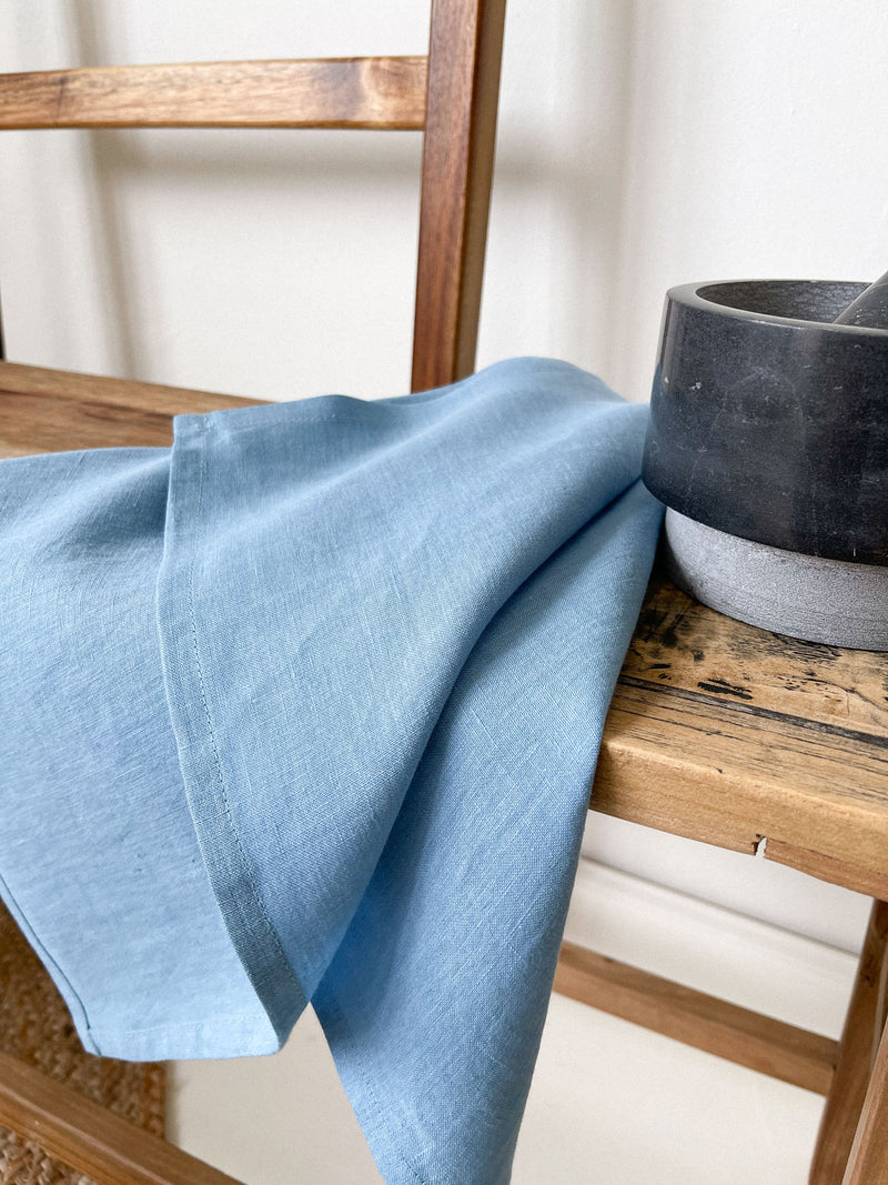 Light Blue Linen Tea Towel