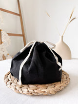 Black Linen Bread Bag