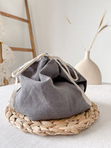 Dark Grey Linen Bread Bag