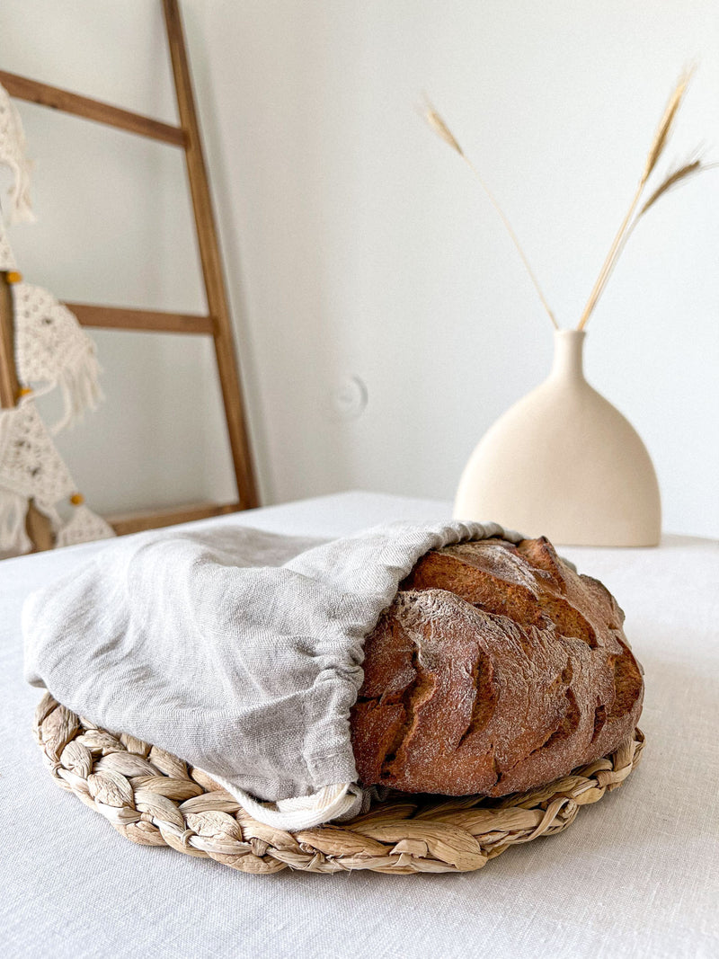 Beige Linen Bread Bag