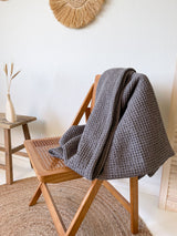 Dark Grey Waffle Throw Blanket