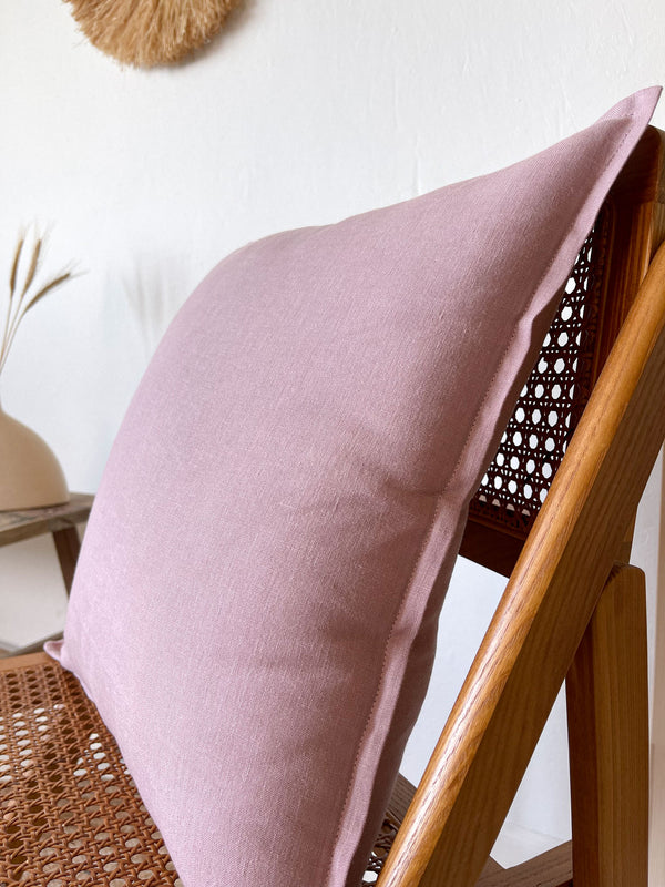 Light Pink Linen Throw Pillow Cover with Edging