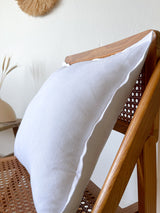 White Linen Throw Pillow Cover with Edging