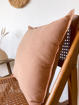 Tan Linen Throw Pillow Cover with Edging