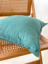 Dark Green Linen Throw Pillow Cover with Edging