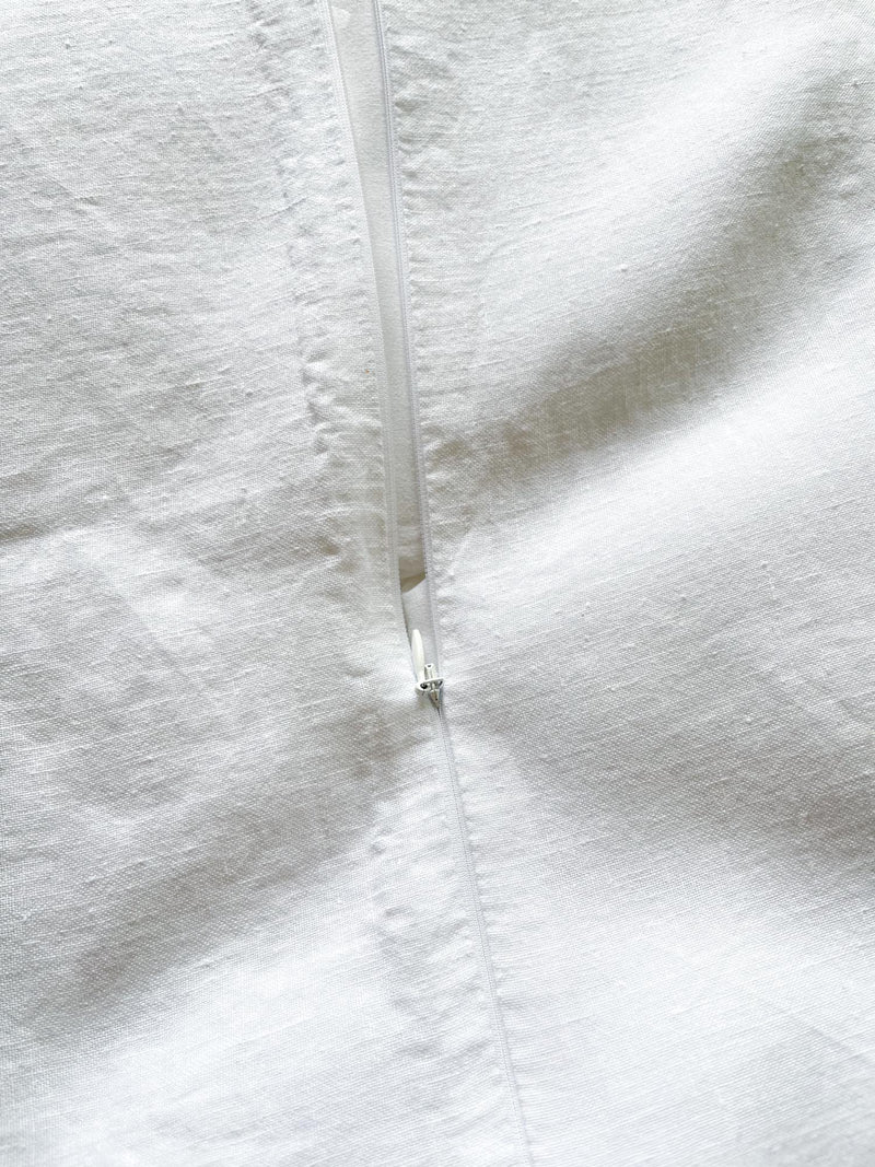 White Linen Quilt Cover set with Sham and Dark Grey Trim
