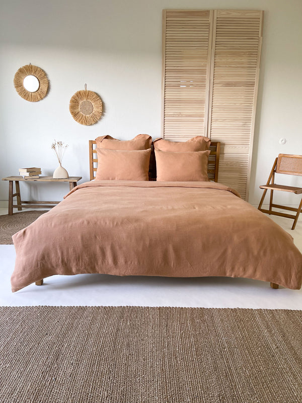 Tan Linen Duvet Cover set