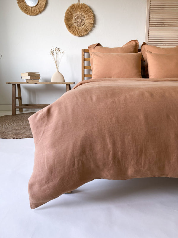 Tan Linen Duvet Cover set