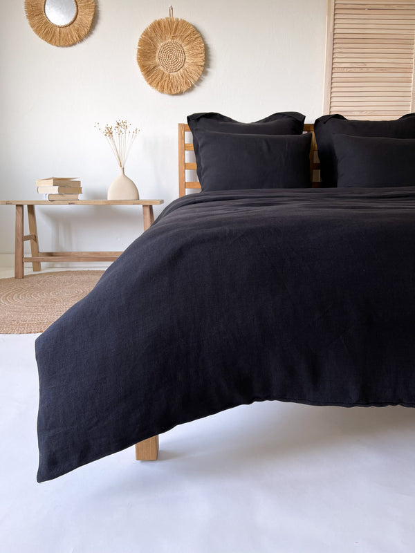 Black Linen Duvet Cover set