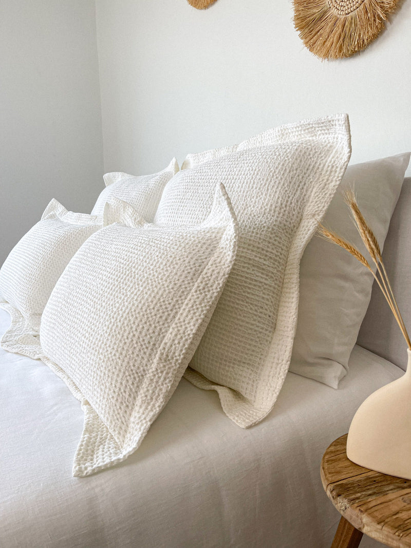 White Waffle Pillow Sham  LinenNotes – Linen Notes