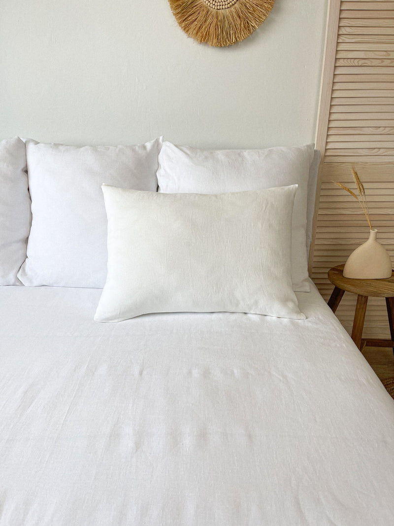 Off White Housewife Style Linen Pillowcase