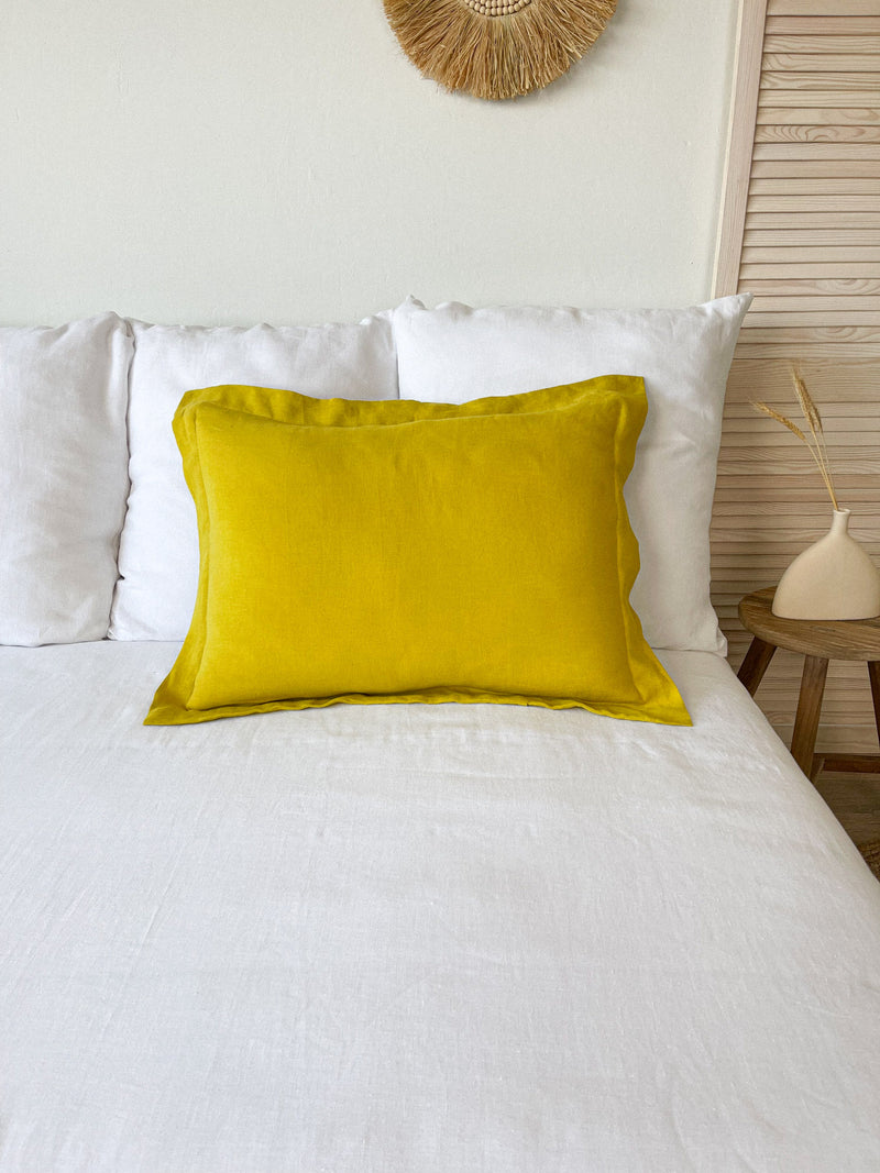 Yellow Oxford Style Linen Pillowcase
