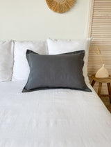 Dark Grey Linen Pillow Sham