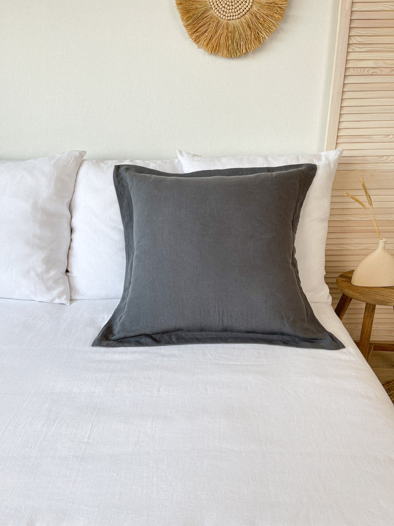 Dark Gray Linen Pillow Sham