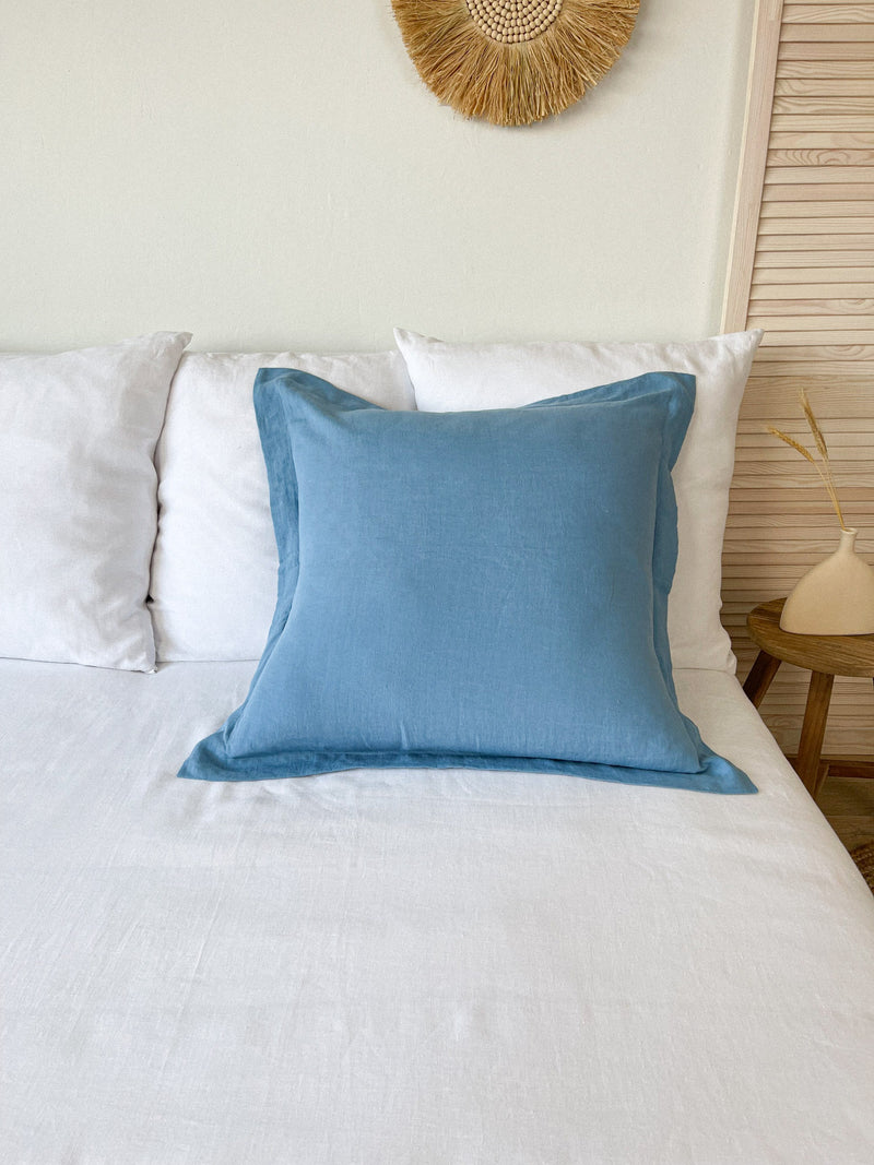 Light Blue Oxford Style Linen Pillowcase
