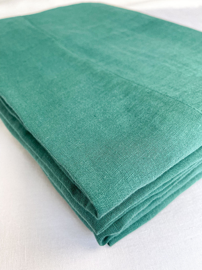 Dark Green Linen Flat Sheet